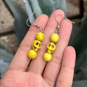 Yellow Skull Bead Earrings